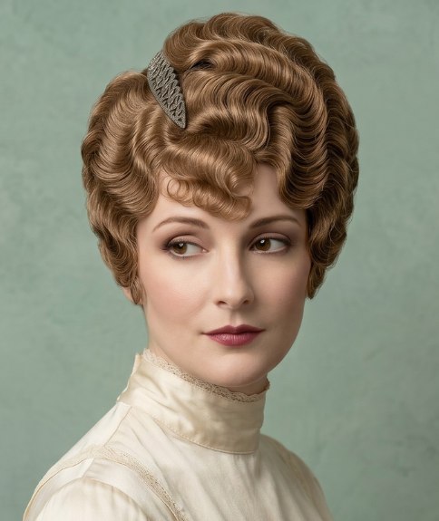 Chignon de 1914 avec ondulations au doigt