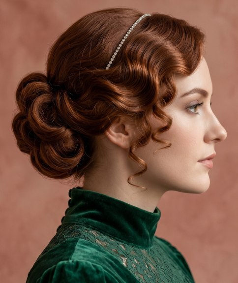 Coiffure romantique avec bandeau