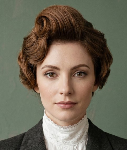 Chignon avec une grande boucle au sommet de la t&ecirc;te