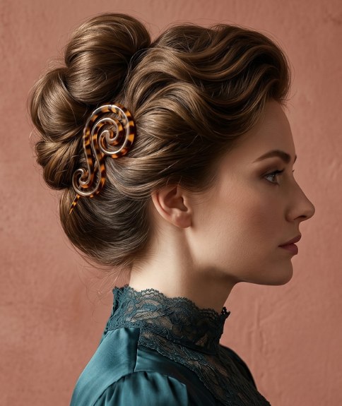 Coiffure de 1919 avec un chignon volumineux