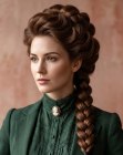 Chignon orné d'une longue tresse