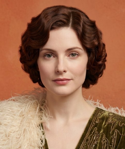 Coiffure relev&eacute;e des ann&eacute;es 1910 avec ondulations en forme de S
