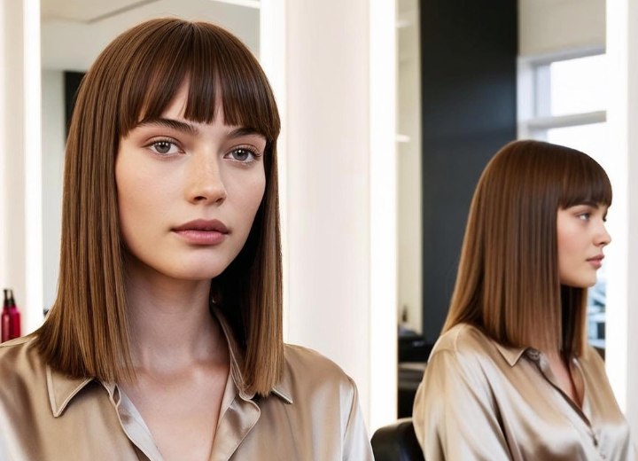 Des cheveux à la longueur de la clavicule ou une clavicut