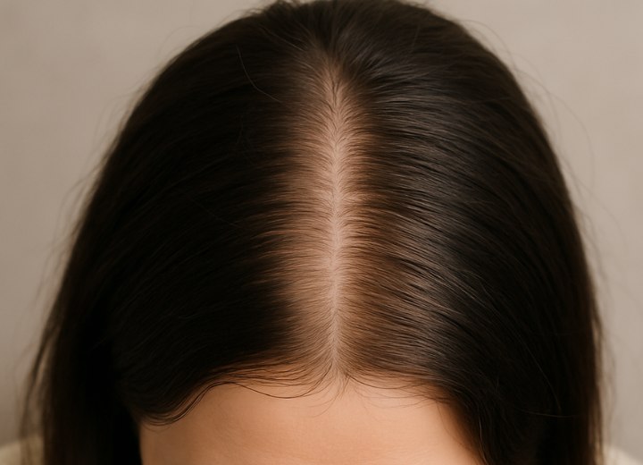 Cheveux bruns avec des racines plus claires