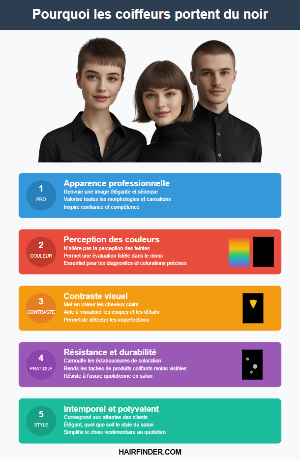 Infographie - Pourquoi les coiffeurs et coiffeuses portent du noir
