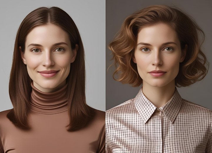 Relooking de cheveux longs et raides à courts avec boucles permanentes
