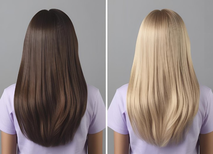 Transition des cheveux bruns aux cheveux blonds