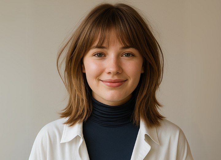 Cheveux mi-longs pour un visage fin
