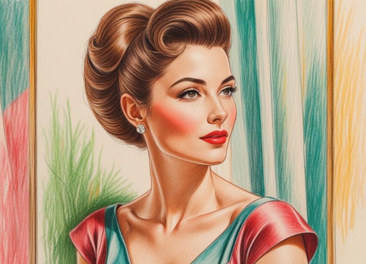 Coiffure relevée des années 1950