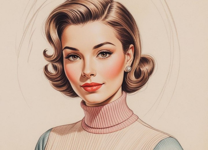 Coiffure et col roulé des années 1950