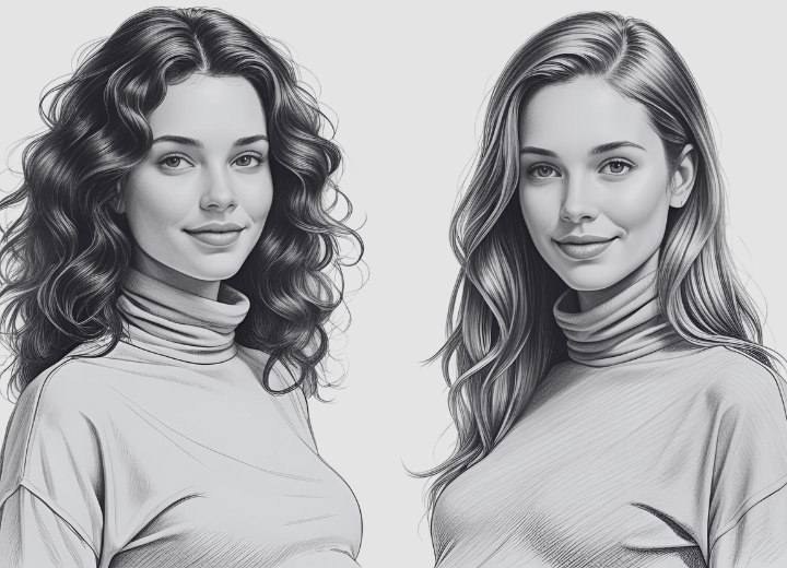 Femmes enceintes avec de beaux cheveux longs