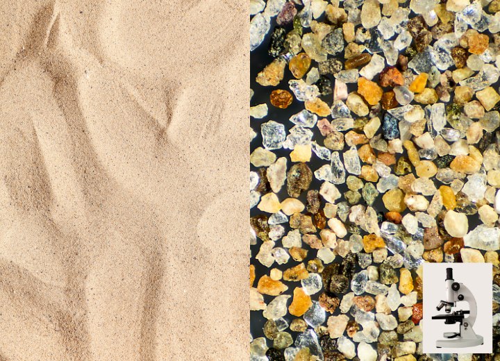 Vue microscopique du sable