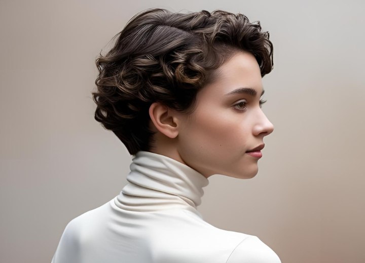 Cheveux courts et bouclés après une permanent
