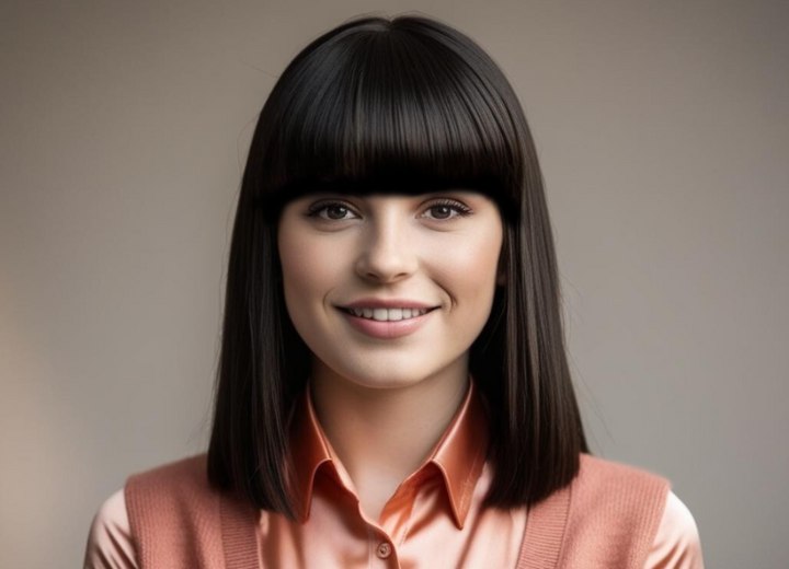 Coiffure avec une frange pour un front bas