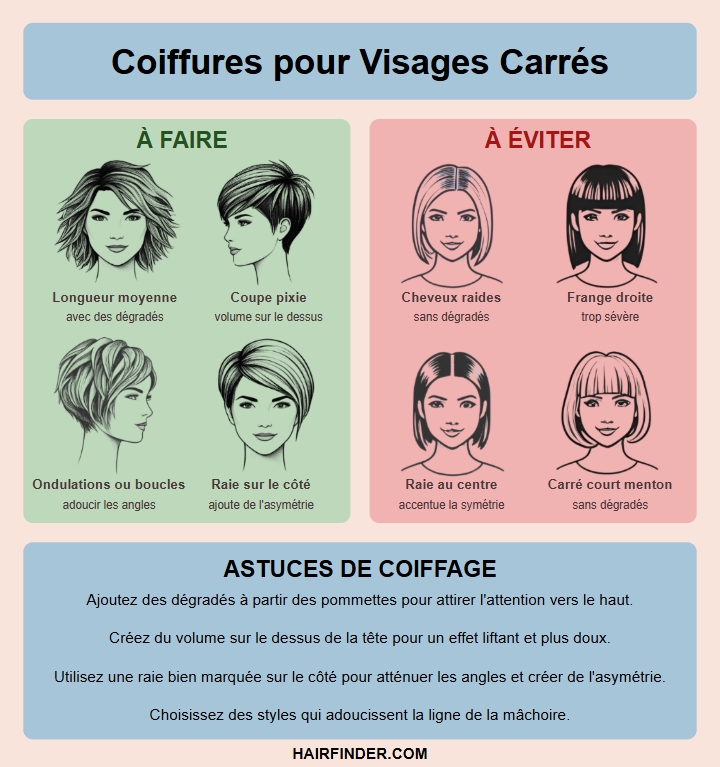 Infographie- Coiffures pour visages carrés