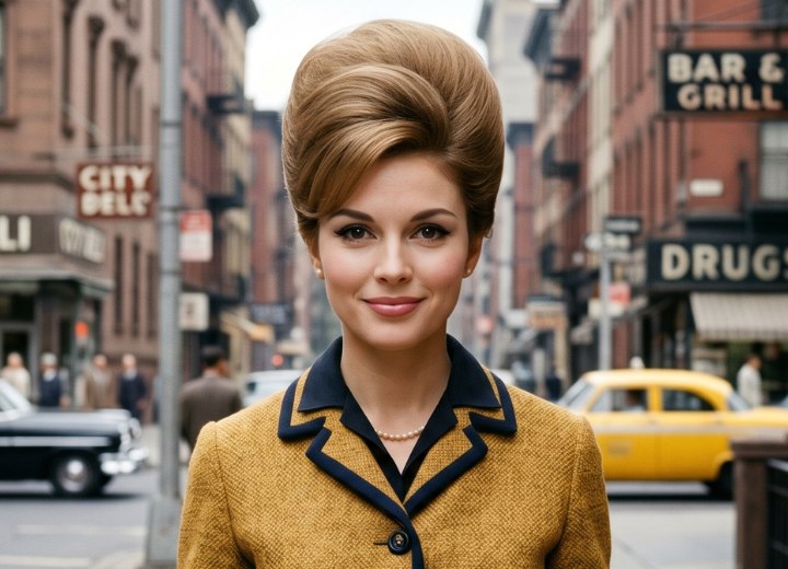 Chignon ruche ou coiffure beehive des années 1960
