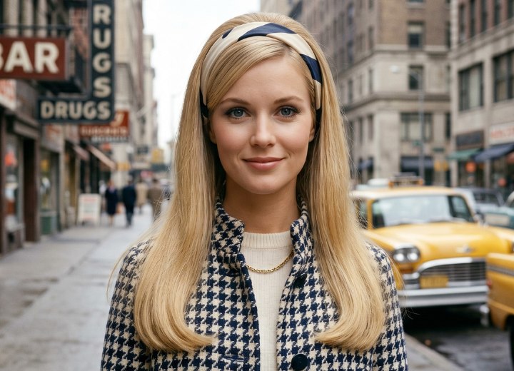 Coiffure avec un bandeau des années 1960