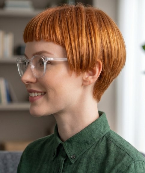 Cheveux courts remarquables, associ&eacute;s &agrave; des lunettes