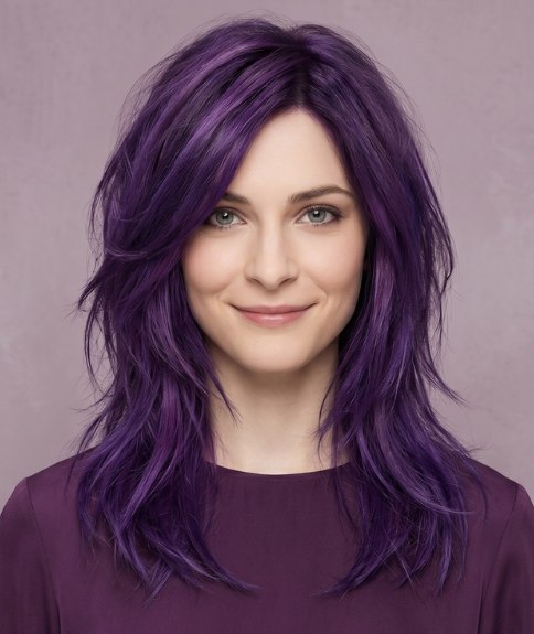 Cheveux longs violets