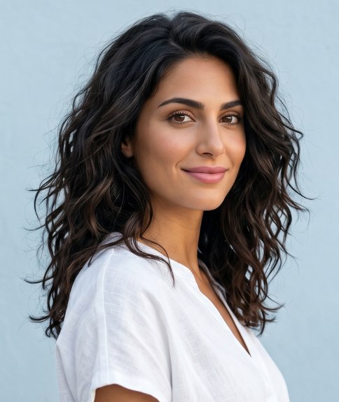 Look d&rsquo;&eacute;t&eacute; avec des cheveux longs et ondul&eacute;s