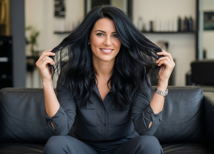 Femme aux cheveux longs et opulents