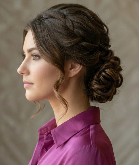 Chignon tress&eacute;