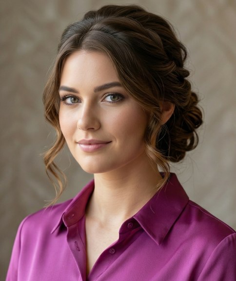 Chignon avec des boucles autour du visage