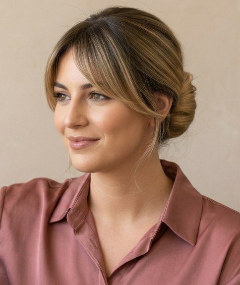 Coiffure avec un chignon &agrave; la base de la nuque