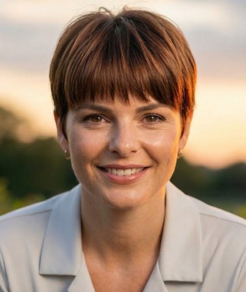 Coupe pixie contemporaine avec une frange douce