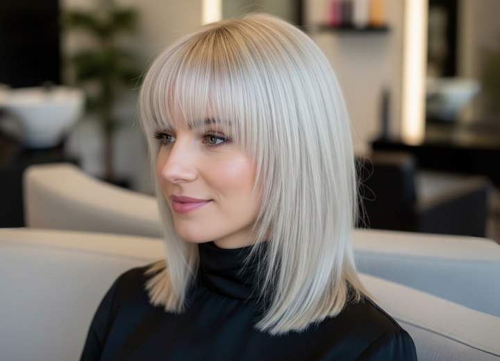 Carré long blond platine