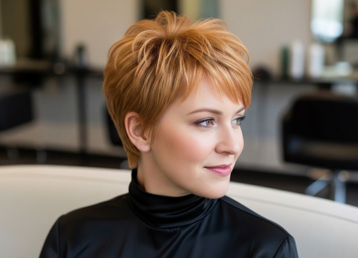 Coupe pixie blond fraise