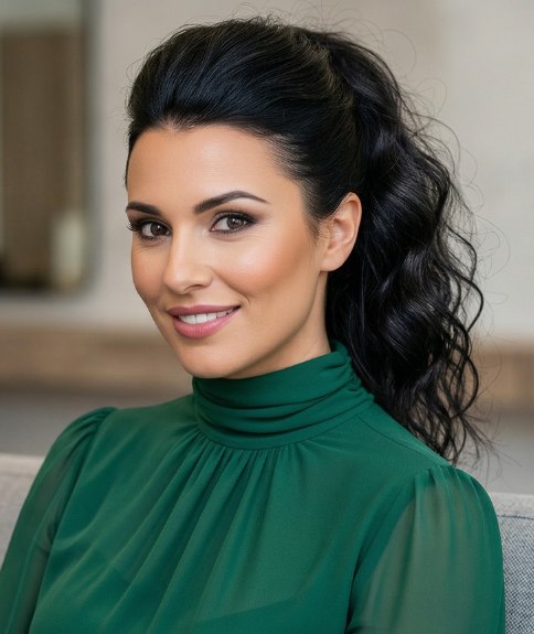 Queue de cheval haute avec boucles