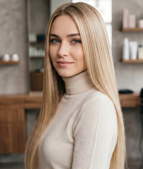 Cheveux dor&eacute;s tombant au-del&agrave; de la taille