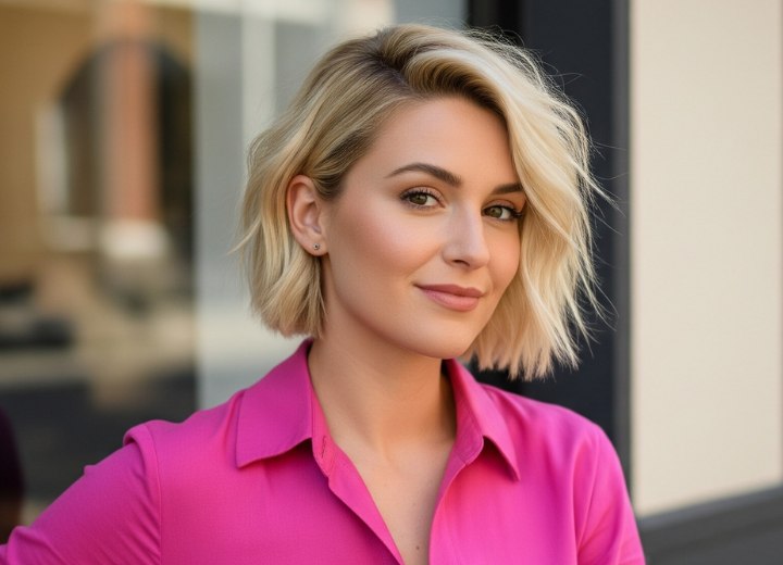 Carré blond dégradé pour l'été