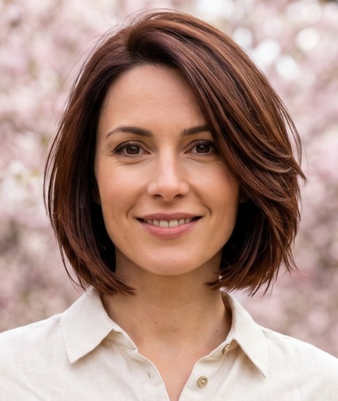 Carr&eacute; coup&eacute; juste au-dessus des &eacute;paules pour le printemps