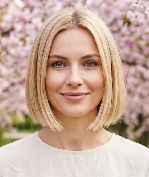 Carr&eacute; blond en dessous de la m&acirc;choire pour le printemps