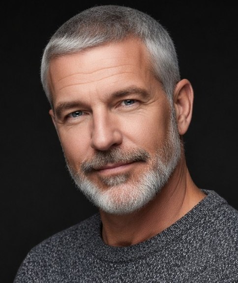 Coupe tr&egrave;s courte pour hommes aux cheveux gris