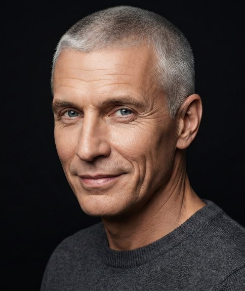 Style mi-long pour hommes aux cheveux gris