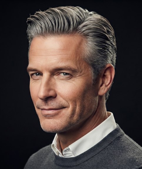 Coupe nette et pr&eacute;cise pour hommes aux cheveux gris