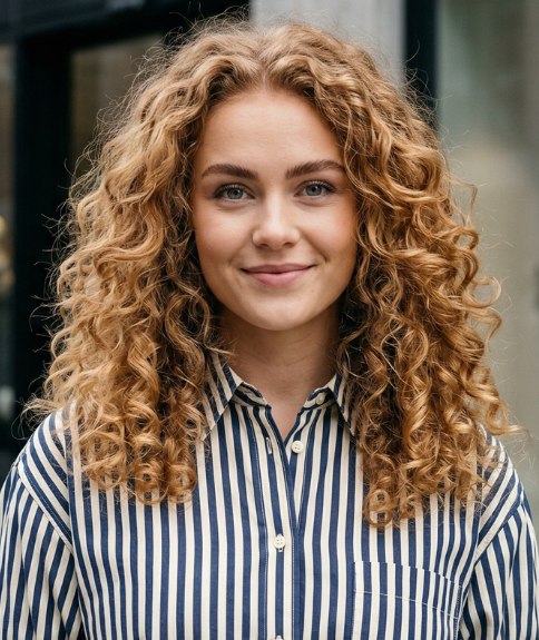 Cheveux longs dor&eacute;s avec des boucles naturelles