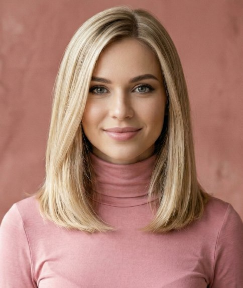Femme avec de longs cheveux blonds, avant de les couper