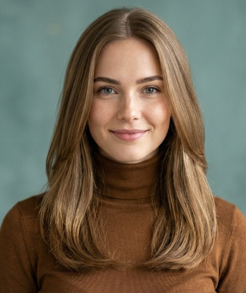 Femme avec de beaux cheveux longs, avant une transformation