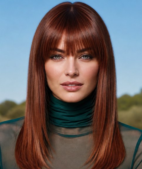 Cheveux longs associ&eacute;s &agrave; un col roul&eacute; pour le printemps