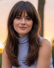 Cheveux longs avec dégradé et frange rideau
