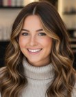 Cheveux longs romantiques avec des ondulations