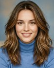 Coiffure longue avec des ondulations