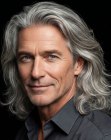 Style pour hommes aux cheveux longs gris