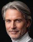 Look pour hommes aux cheveux gris mi-longs