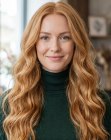 Cheveux roux très longs et ondulés