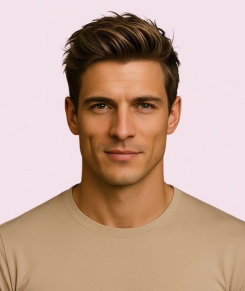 Coiffure masculine moderne avec une houppette